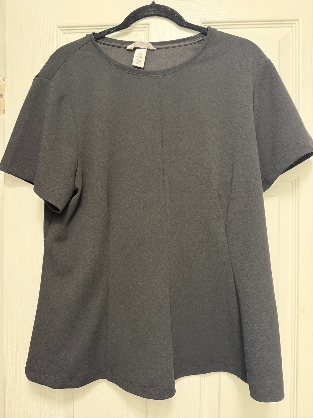 H&M Classic Women's Black Peplum Short Sleeve Top
